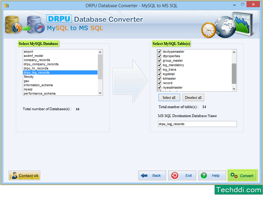 Select MySQL database