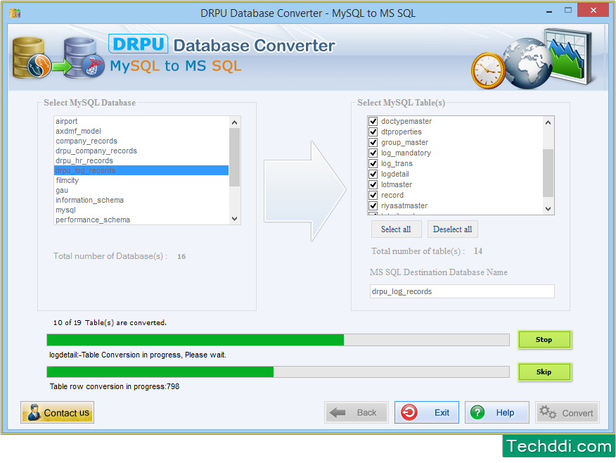 DB Conversion Process onder vooruitgang