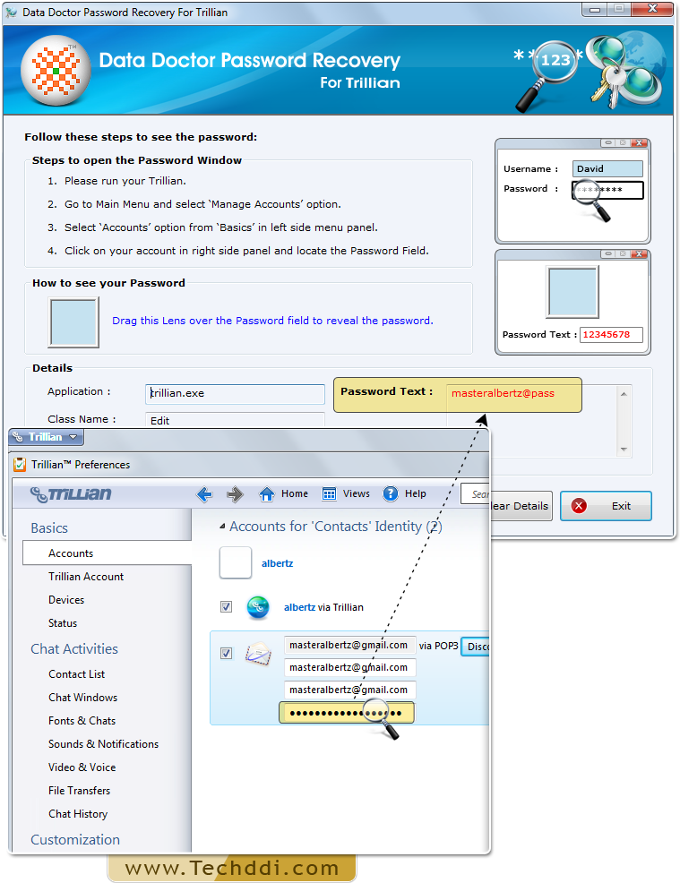 Drag lens over the password field