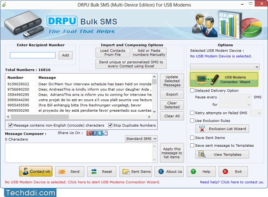 Connect USB modems to software