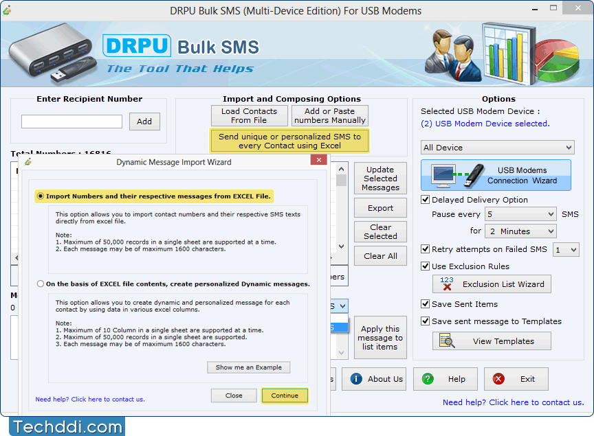 Send dynamic SMS to every contact using excel