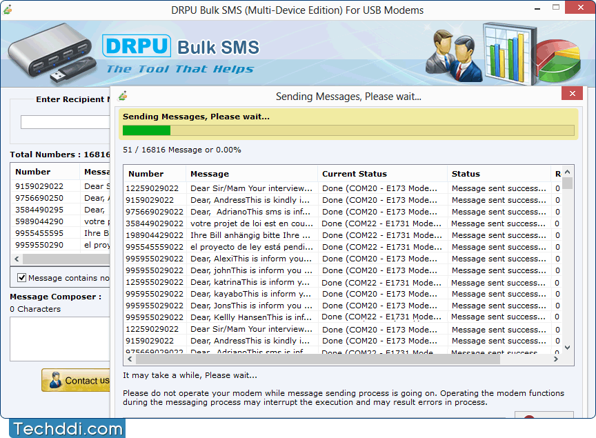 SMS sending process