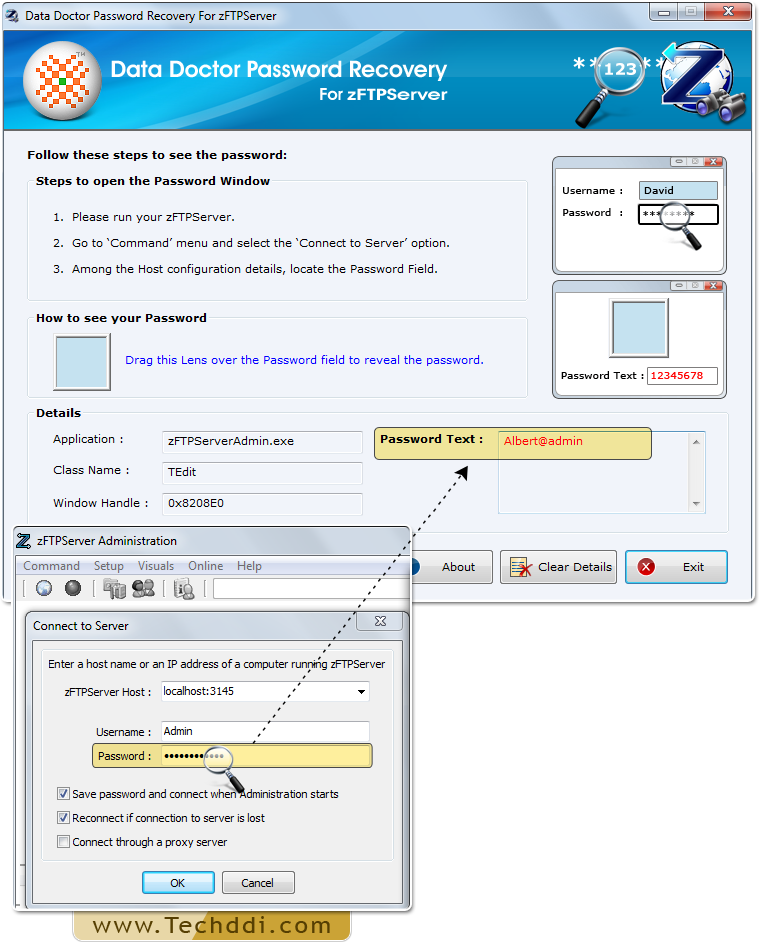 Drag lens over the password field